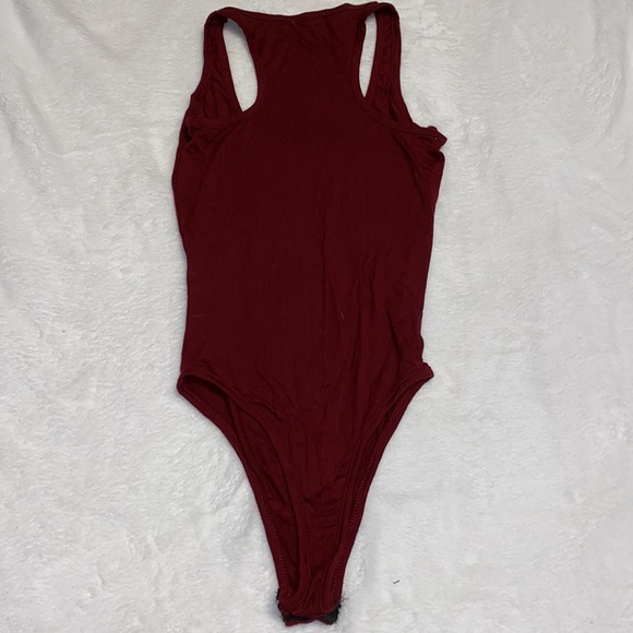 Maroon Scoop Neck Racerback Bodysuit - Picture 5 of 6